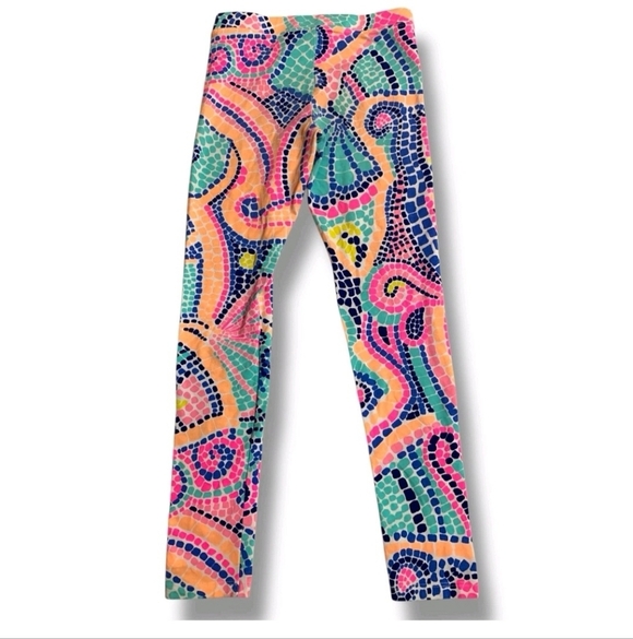 Lilly Pulitzer Maia Multi Tile Wave Knit Legging Size Largr 8-10 Girls Mosiac - Picture 2 of 9